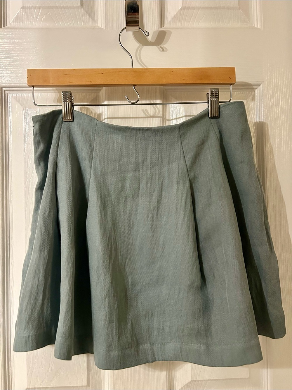 Light Sage Pleated A-Line Skirt